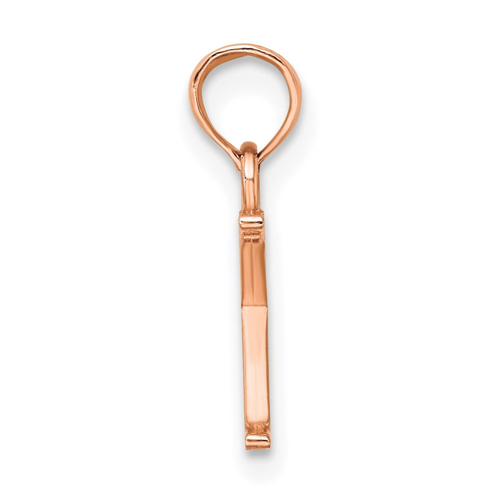 14K Rose Gold Polished Block Letter K Initial Pendant (K6423RK)