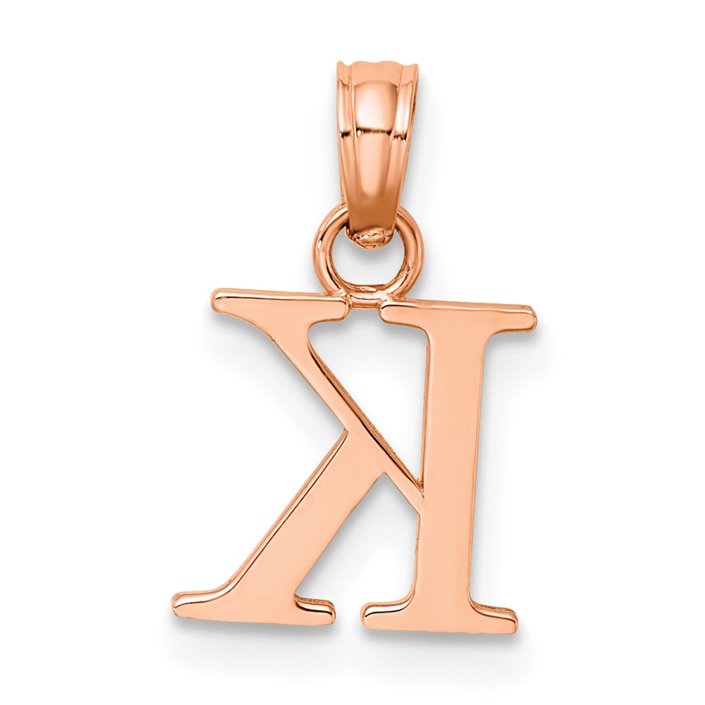 14K Rose Gold Polished Block Letter K Initial Pendant (K6423RK)