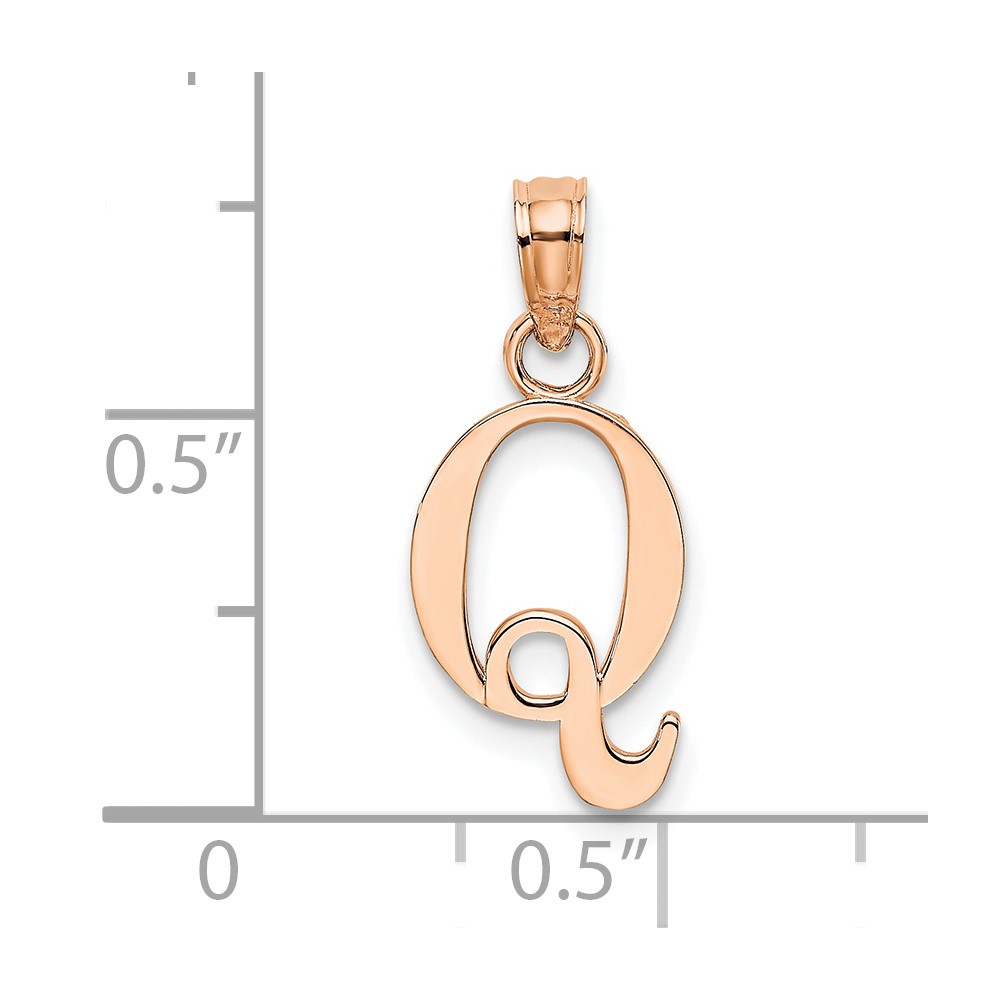 14K Rose Gold Polished Block Letter Q Initial Pendant (K6423RQ)