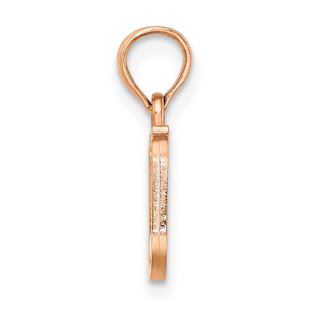14K Rose Gold Polished Block Letter U Initial Pendant (K6423RU)