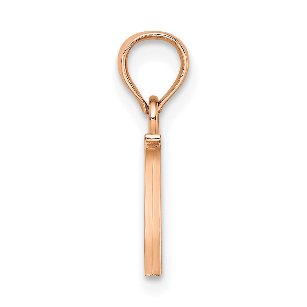 14K Rose Gold Polished Block Letter W Initial Pendant (K6423RW)