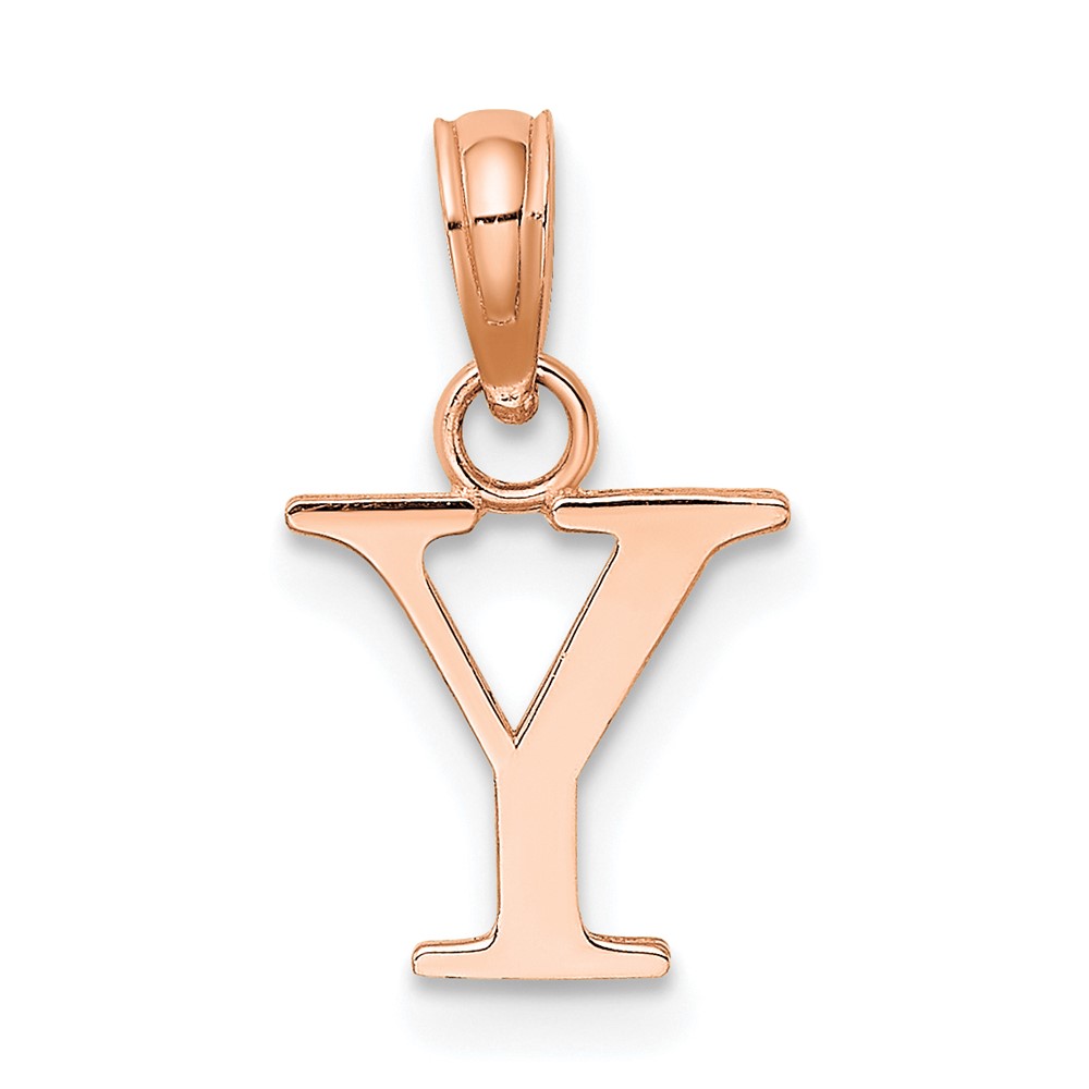 14K Rose Gold Polished Block Letter Y Initial Pendant (K6423RY)