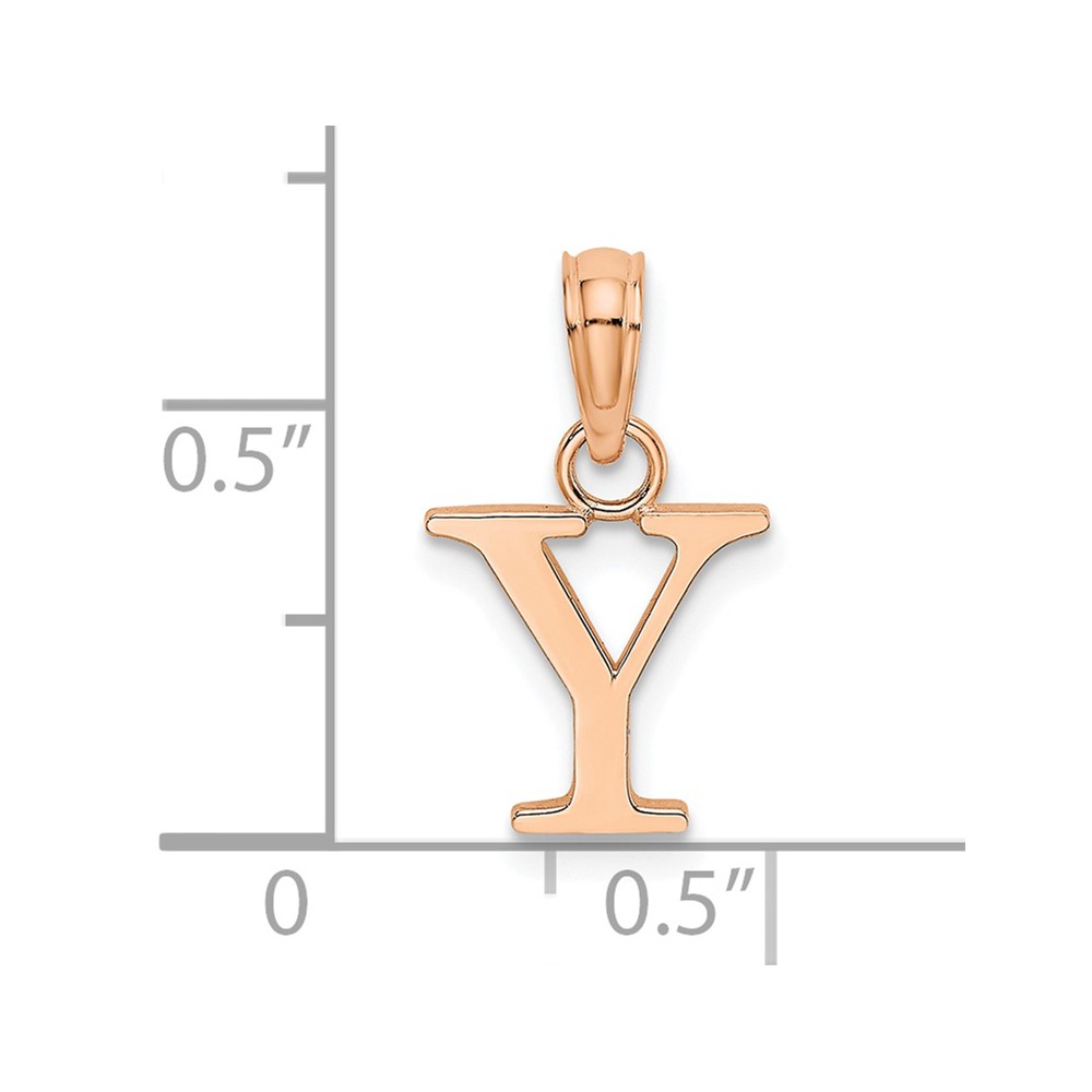 14K Rose Gold Polished Block Letter Y Initial Pendant (K6423RY)