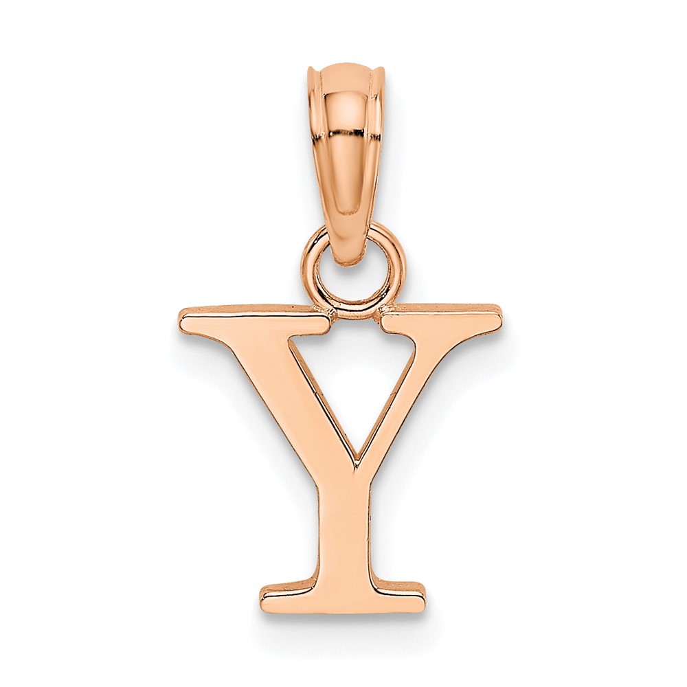 14K Rose Gold Polished Block Letter Y Initial Pendant (K6423RY)