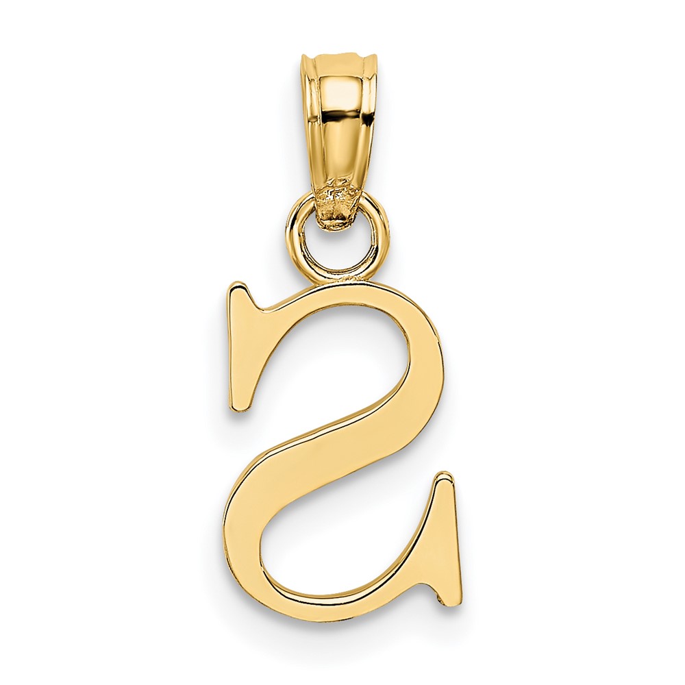 14K Polished Block Letter S Initial Pendant (K6423S)