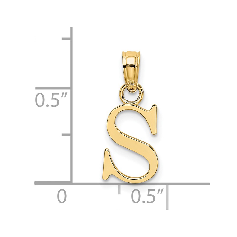 14K Polished Block Letter S Initial Pendant (K6423S)