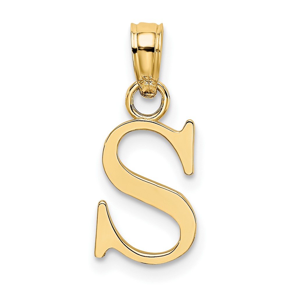 14K Polished Block Letter S Initial Pendant (K6423S)