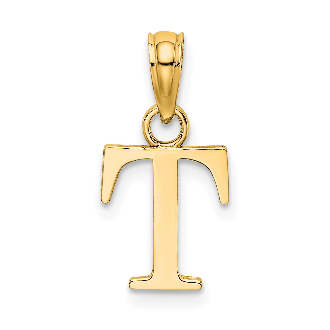 14k Polished Block Letter T Initial Pendant (K6423T)