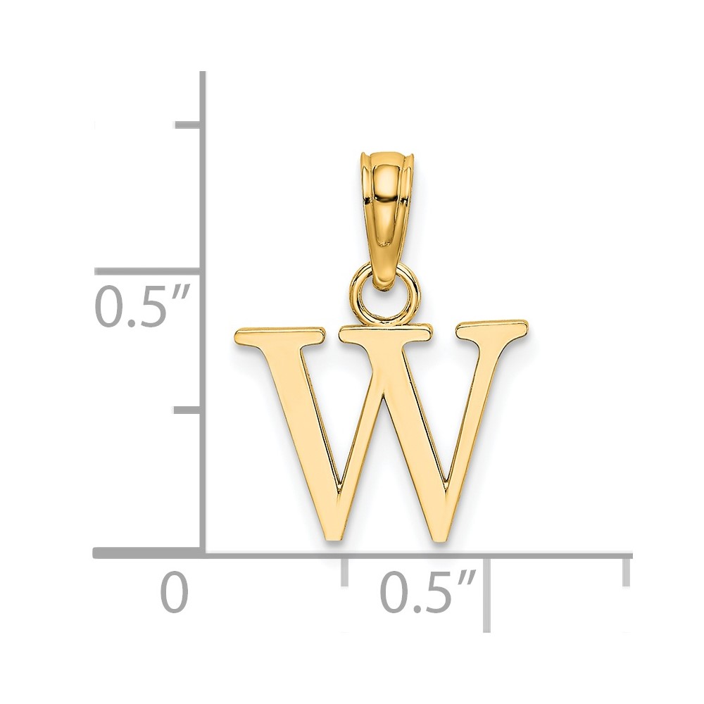 14K Polished Block Letter W Initial Pendant (K6423W)