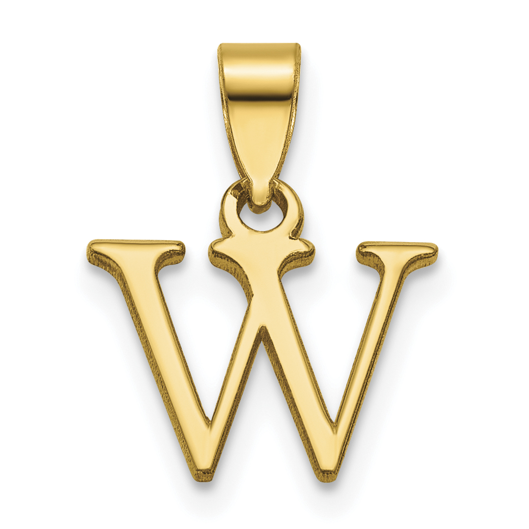 14K Polished Block Letter W Initial Pendant (K6423W)