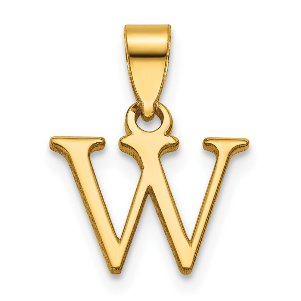 14K Polished Block Letter W Initial Pendant (K6423W)