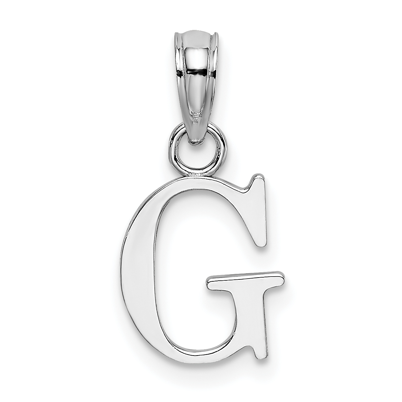 14K White Gold Polished Block Letter G Initial Pendant (K6423WG)