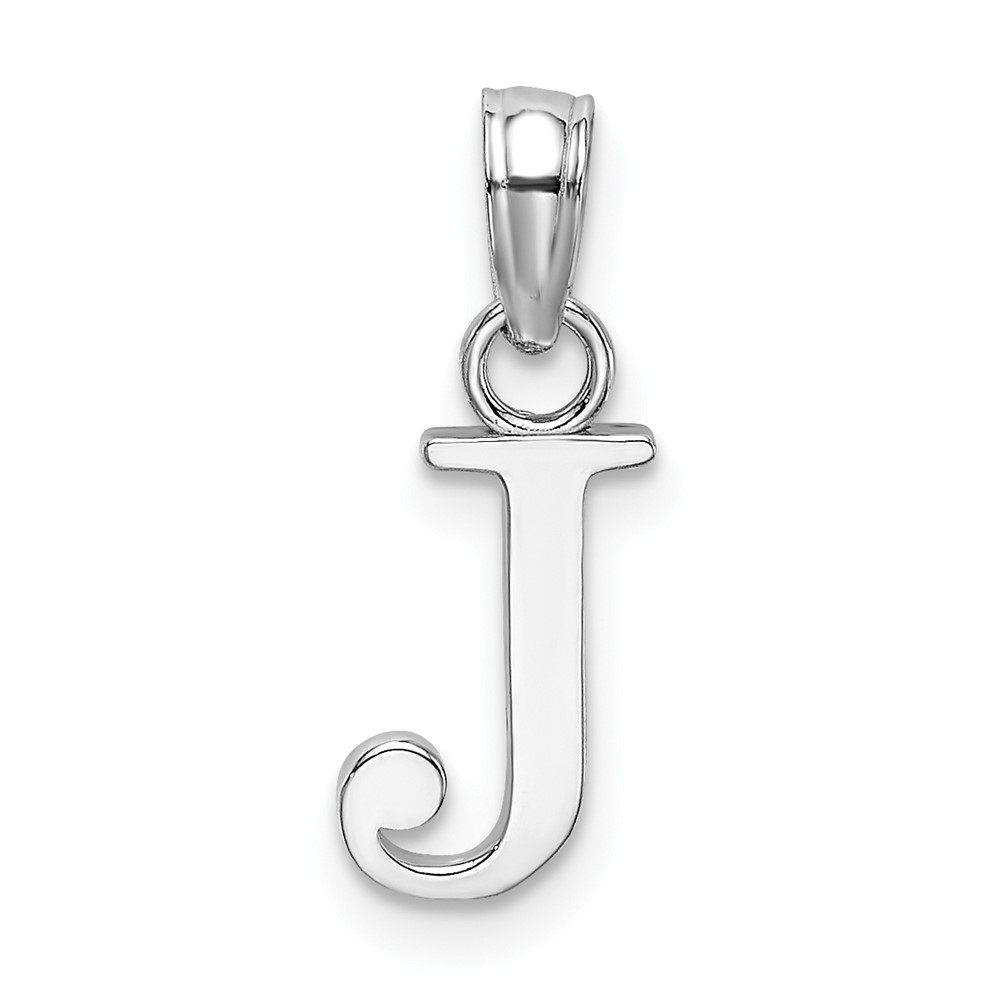 14K White Gold Polished Block Letter J Initial Pendant (K6423WJ)