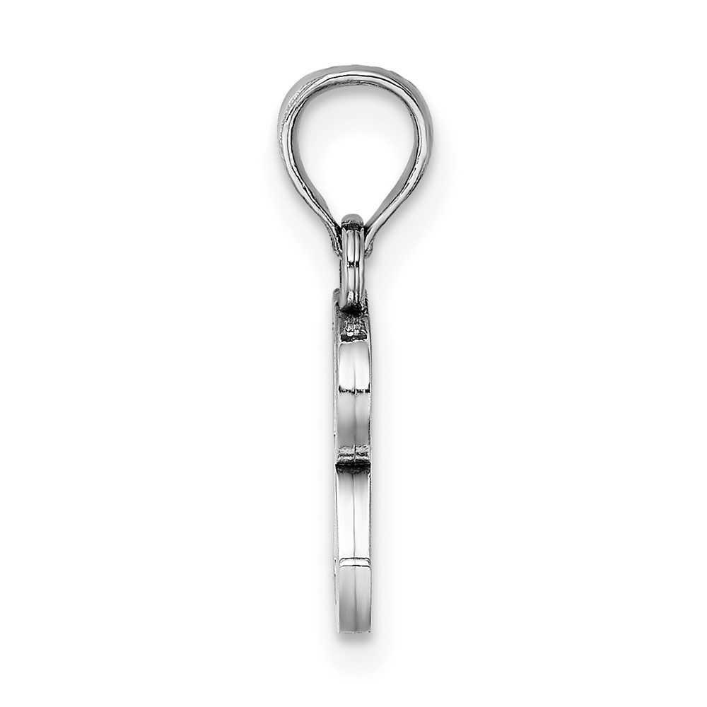 14K White Gold Polished Block Letter R Initial Pendant (K6423WR)