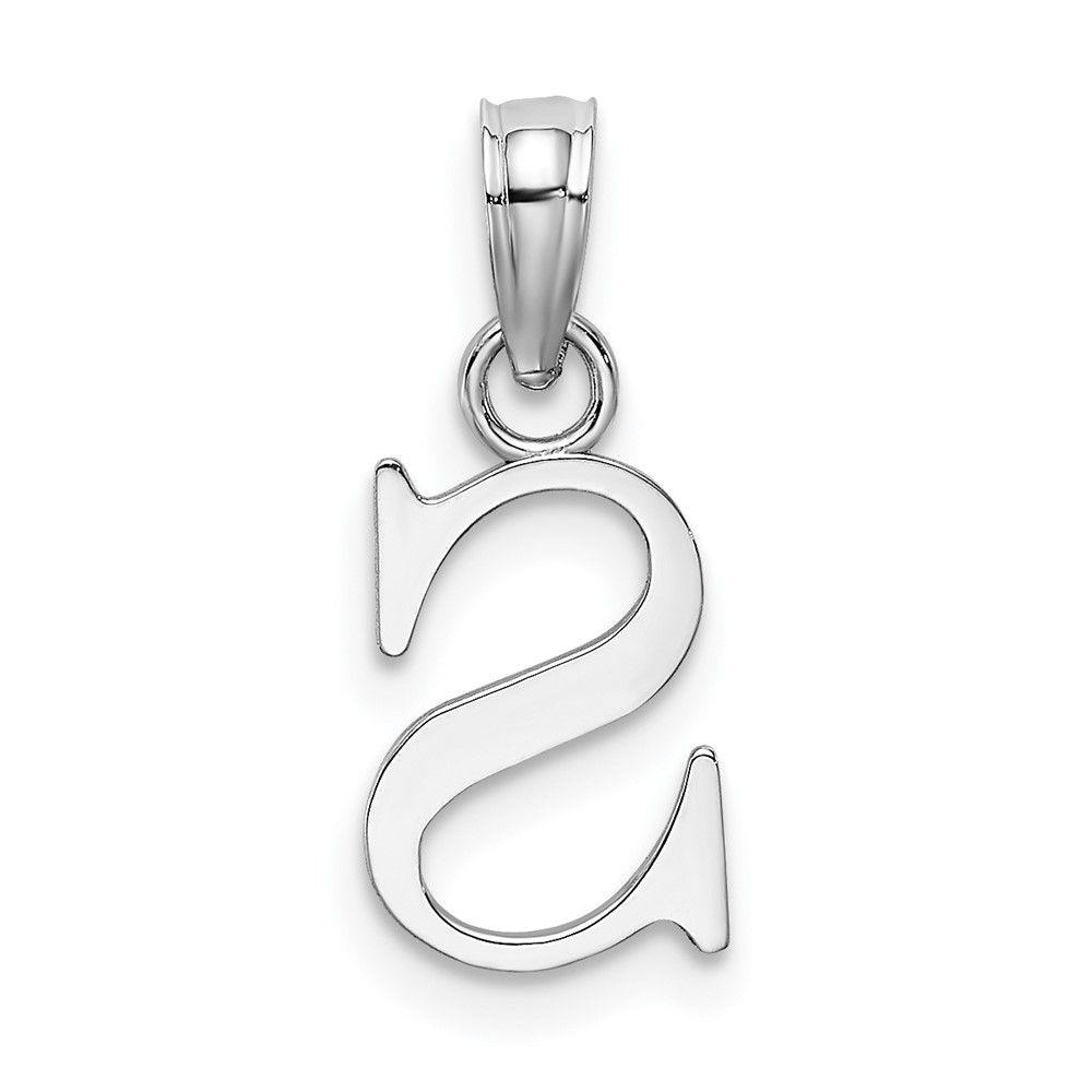 14K White Gold Polished Block Letter S Initial Pendant (K6423WS)