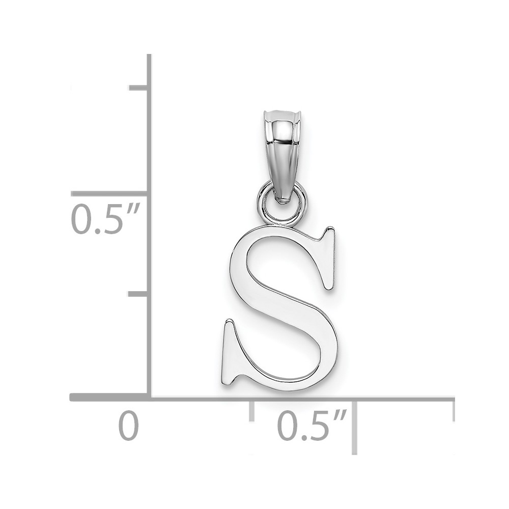 14K White Gold Polished Block Letter S Initial Pendant (K6423WS)