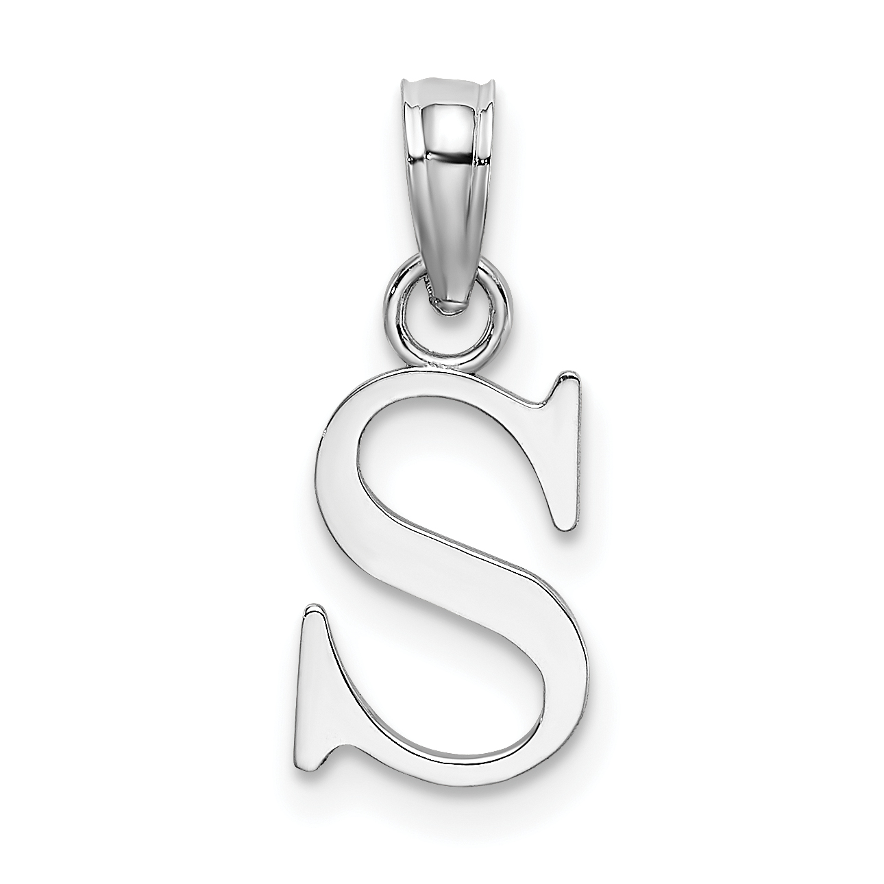 14K White Gold Polished Block Letter S Initial Pendant (K6423WS)