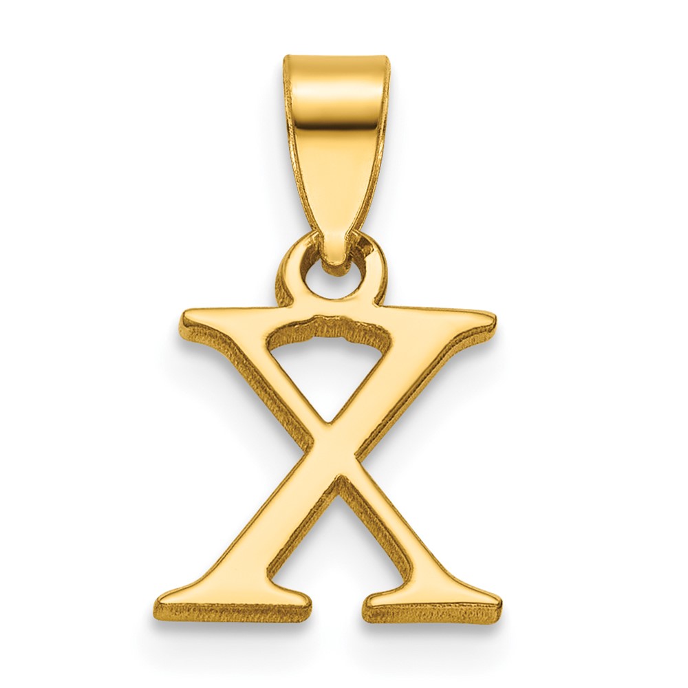 14K Polished Block Letter X Initial Pendant (K6423X)