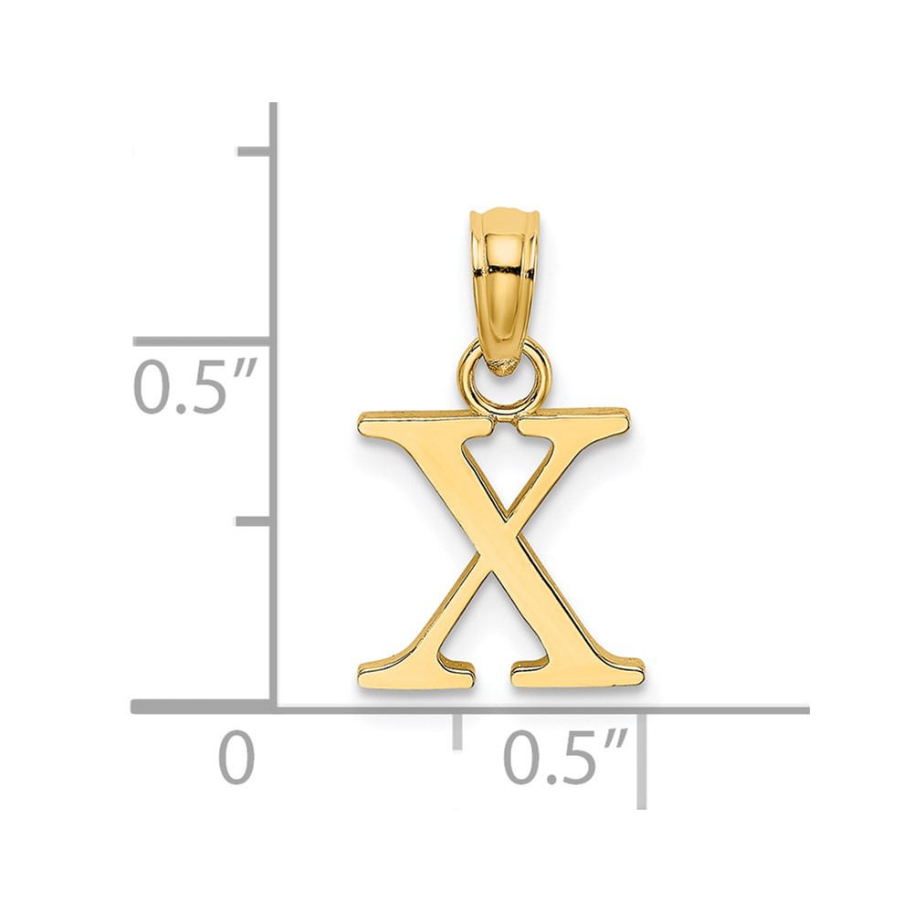14K Polished Block Letter X Initial Pendant (K6423X)