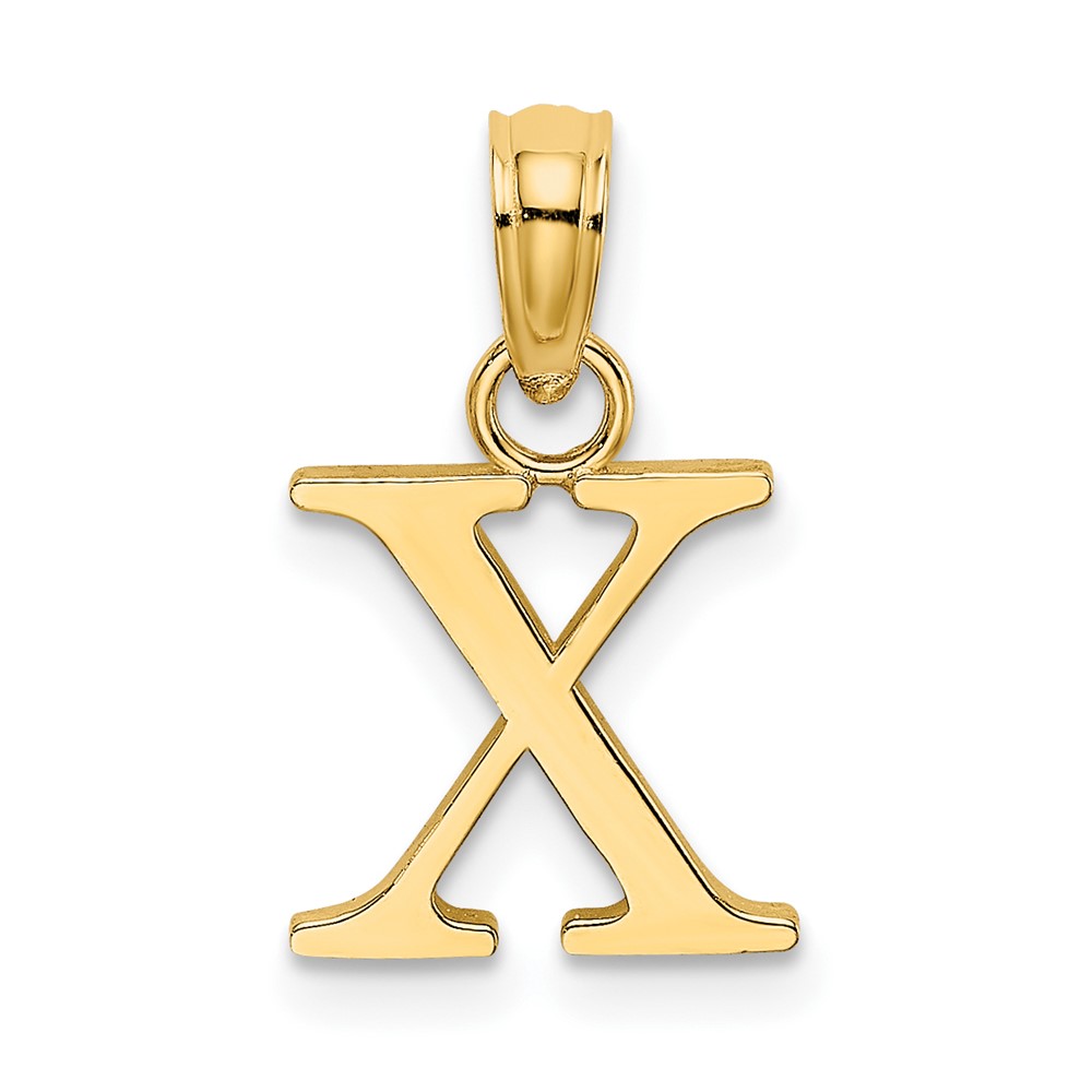 14K Polished Block Letter X Initial Pendant (K6423X)