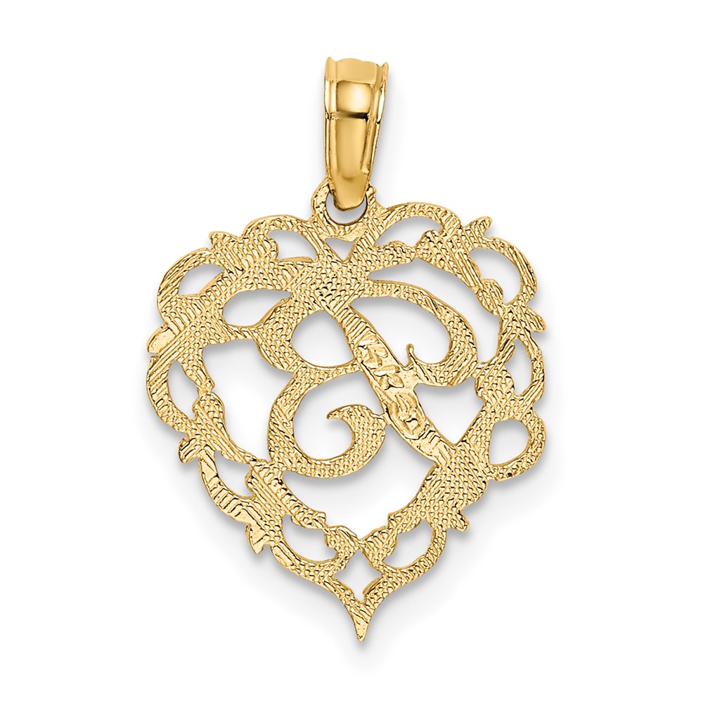 14KY Heart Script Letter B Initial Charm (K6424B)