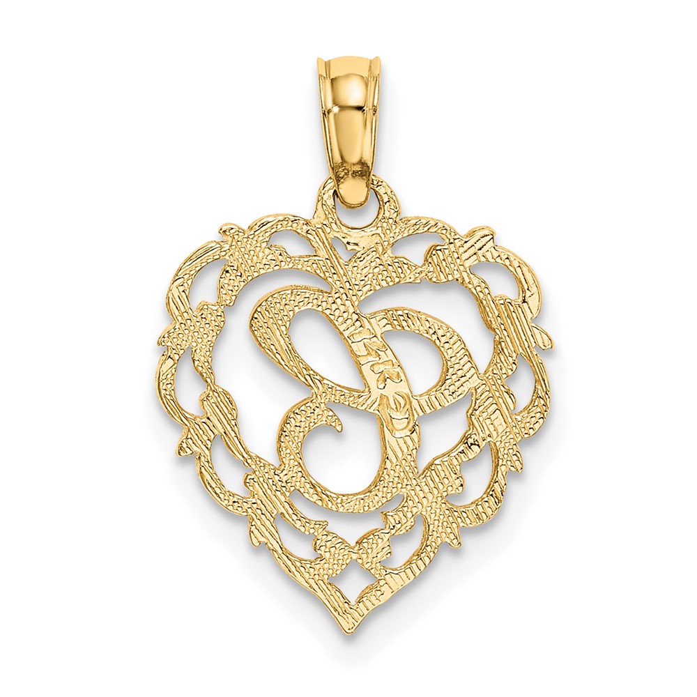 14KY Heart Script Letter C Initial Charm (K6424C)