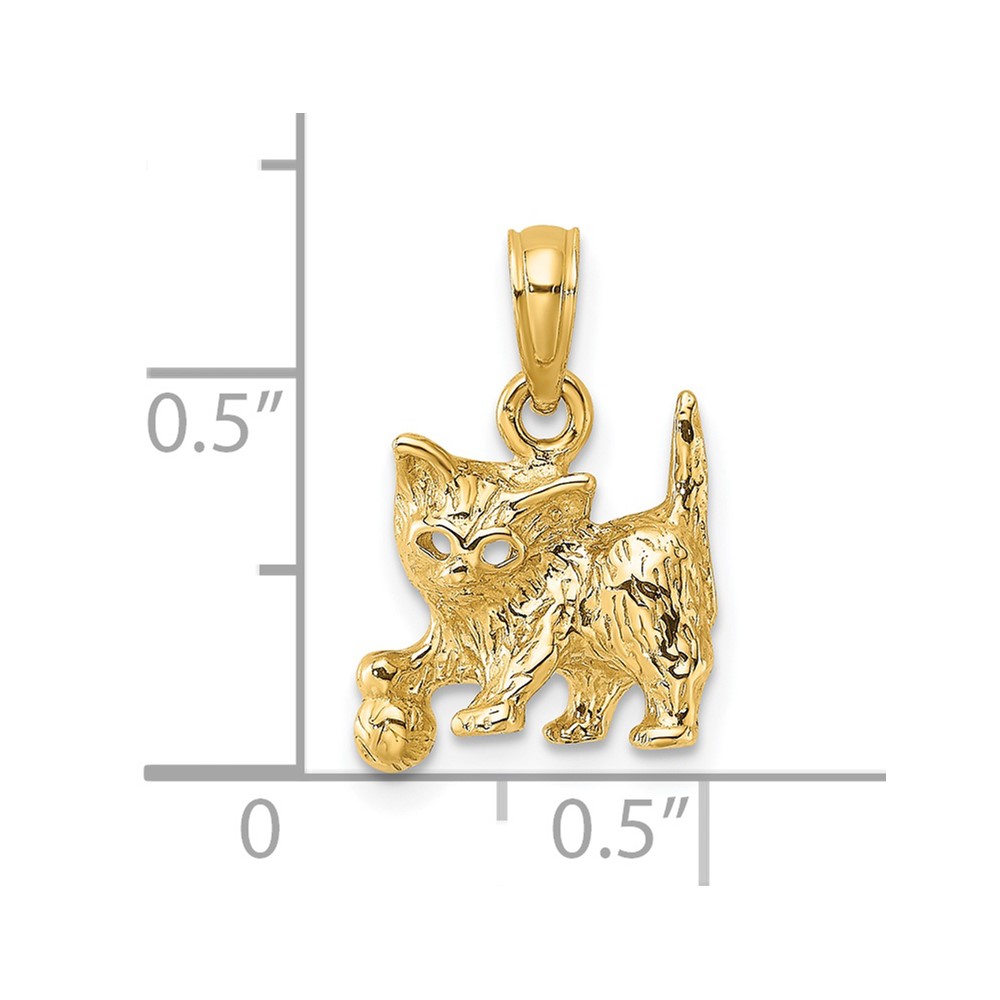 14K Cat with Ball Charm (K6445)