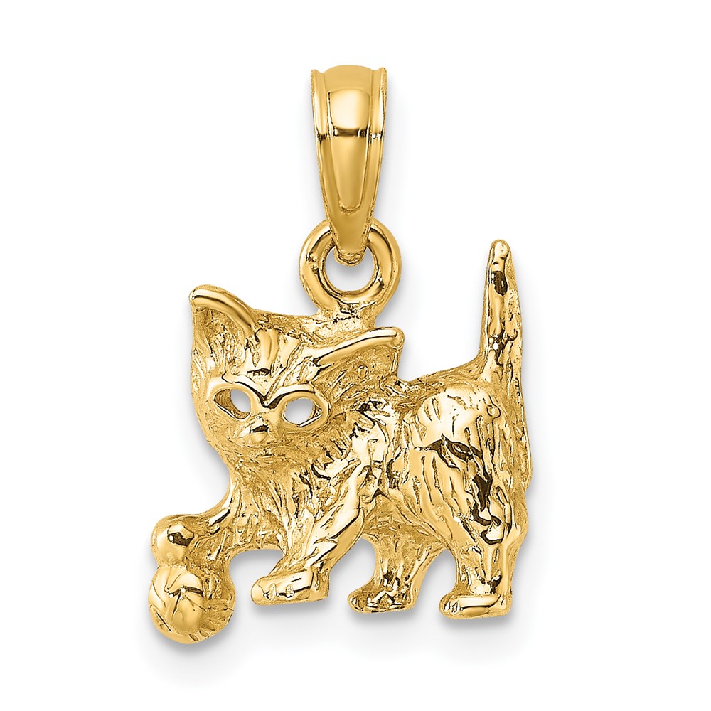 14K Cat with Ball Charm (K6445)