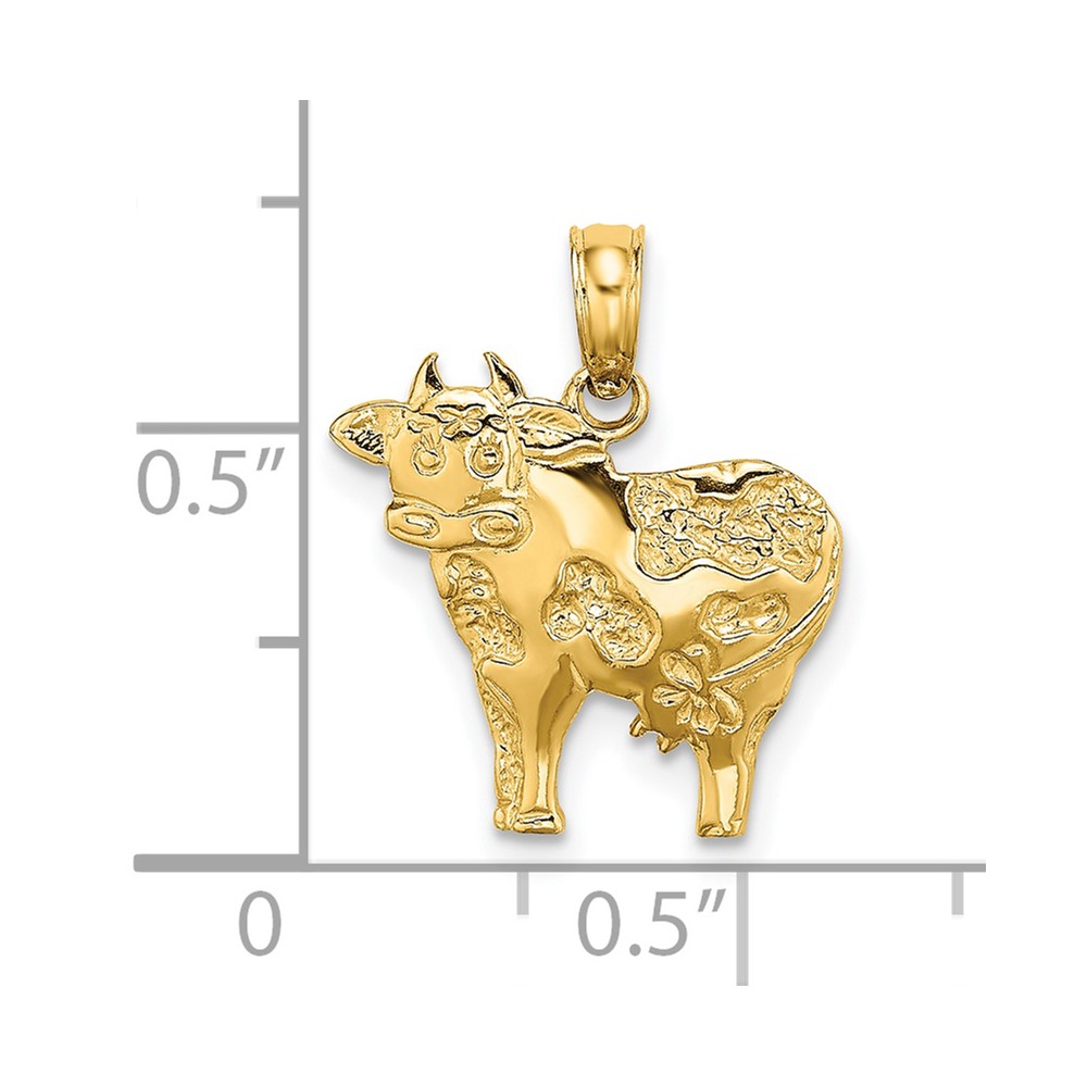 14K Polished Playful Cow Charm (K6454)