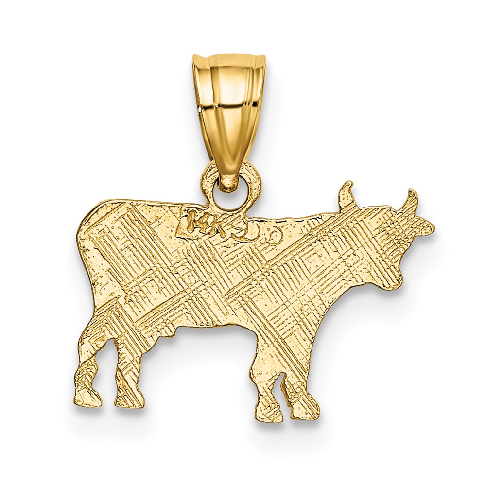 14K Flat and Engraved Cow Charm (K6455)