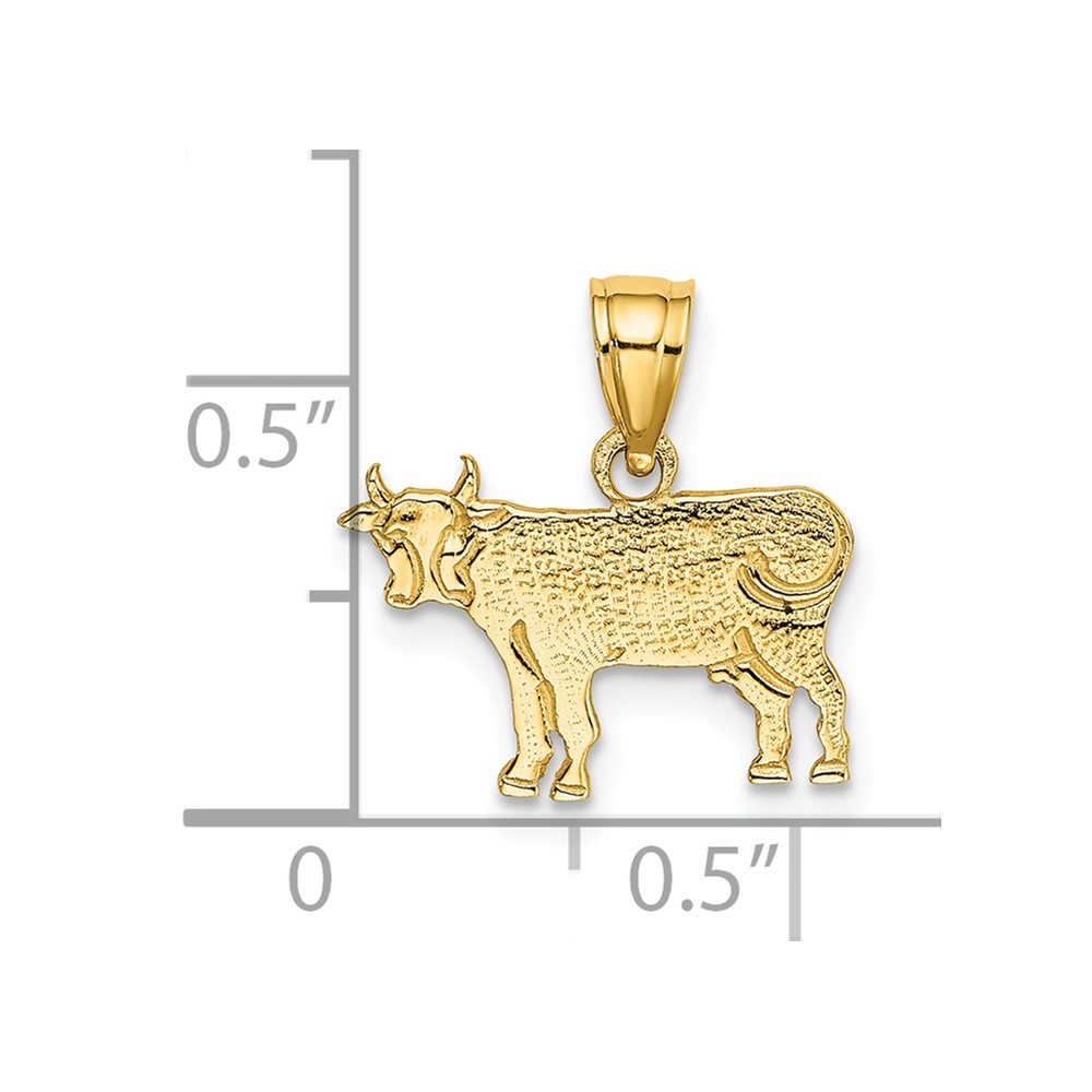 14K Flat and Engraved Cow Charm (K6455)