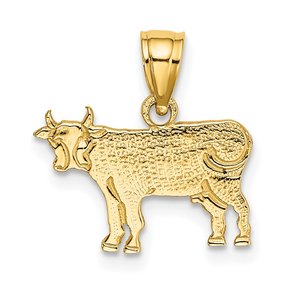 14K Flat and Engraved Cow Charm (K6455)
