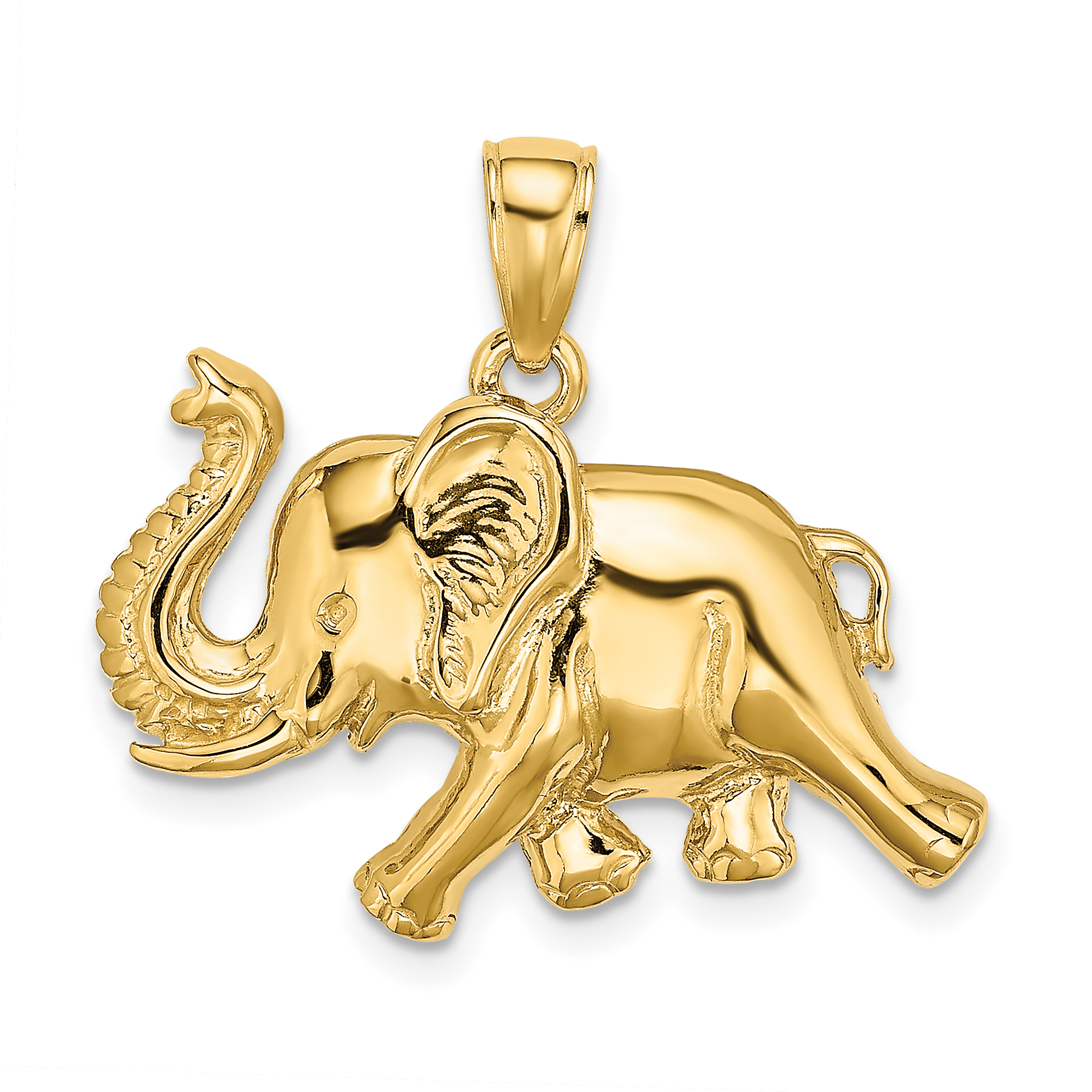 14K 2-D Elephant Running w/ Raised Trunk Charm (K6458)