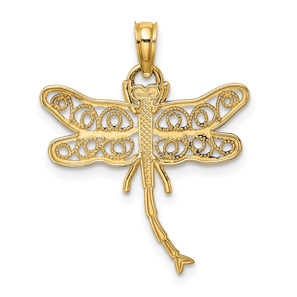 14K Dragonfly w/Beaded Filigree Wings Charm (K6460)