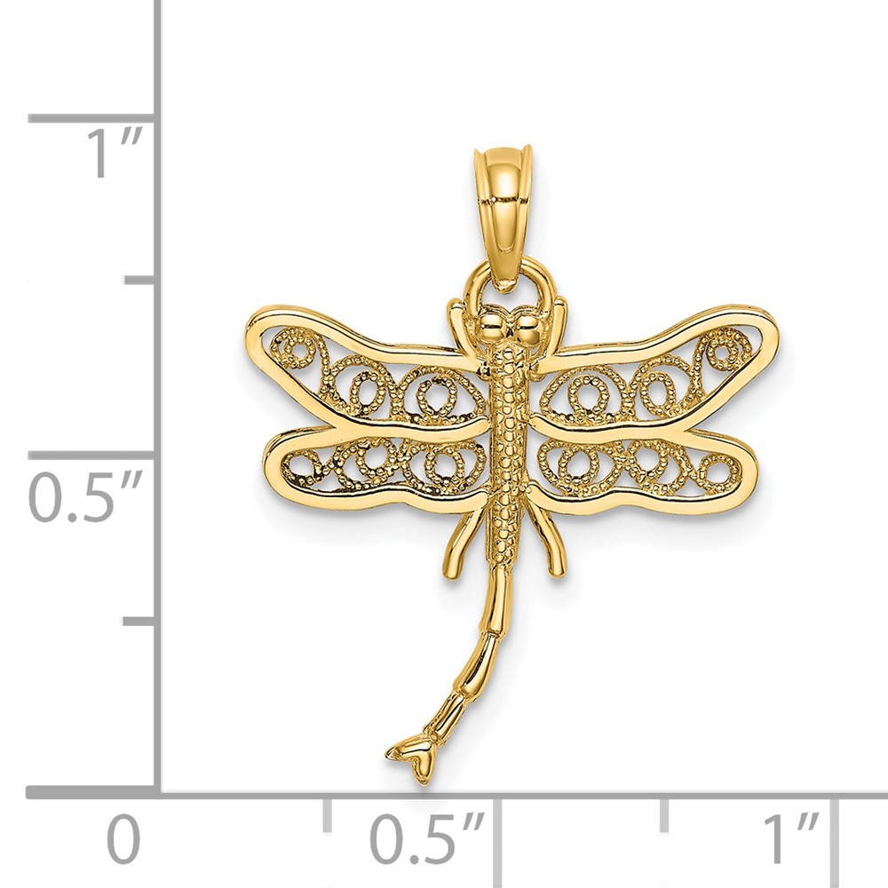 14K Dragonfly w/Beaded Filigree Wings Charm (K6460)
