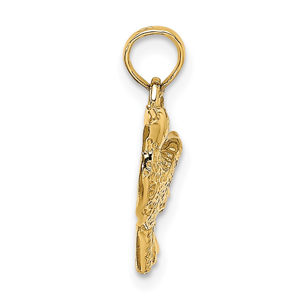 14K Engraved Hummingbird Charm (K6466)