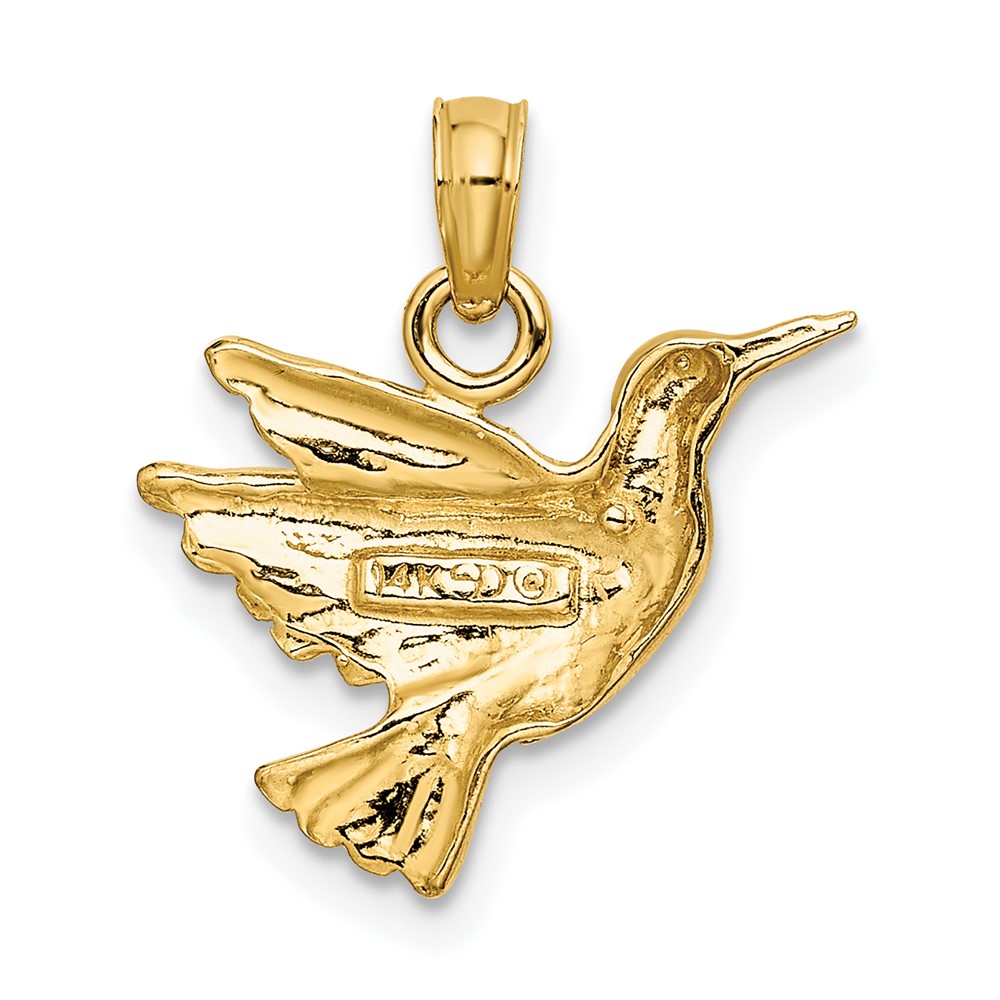 14K Engraved Hummingbird Charm (K6466)