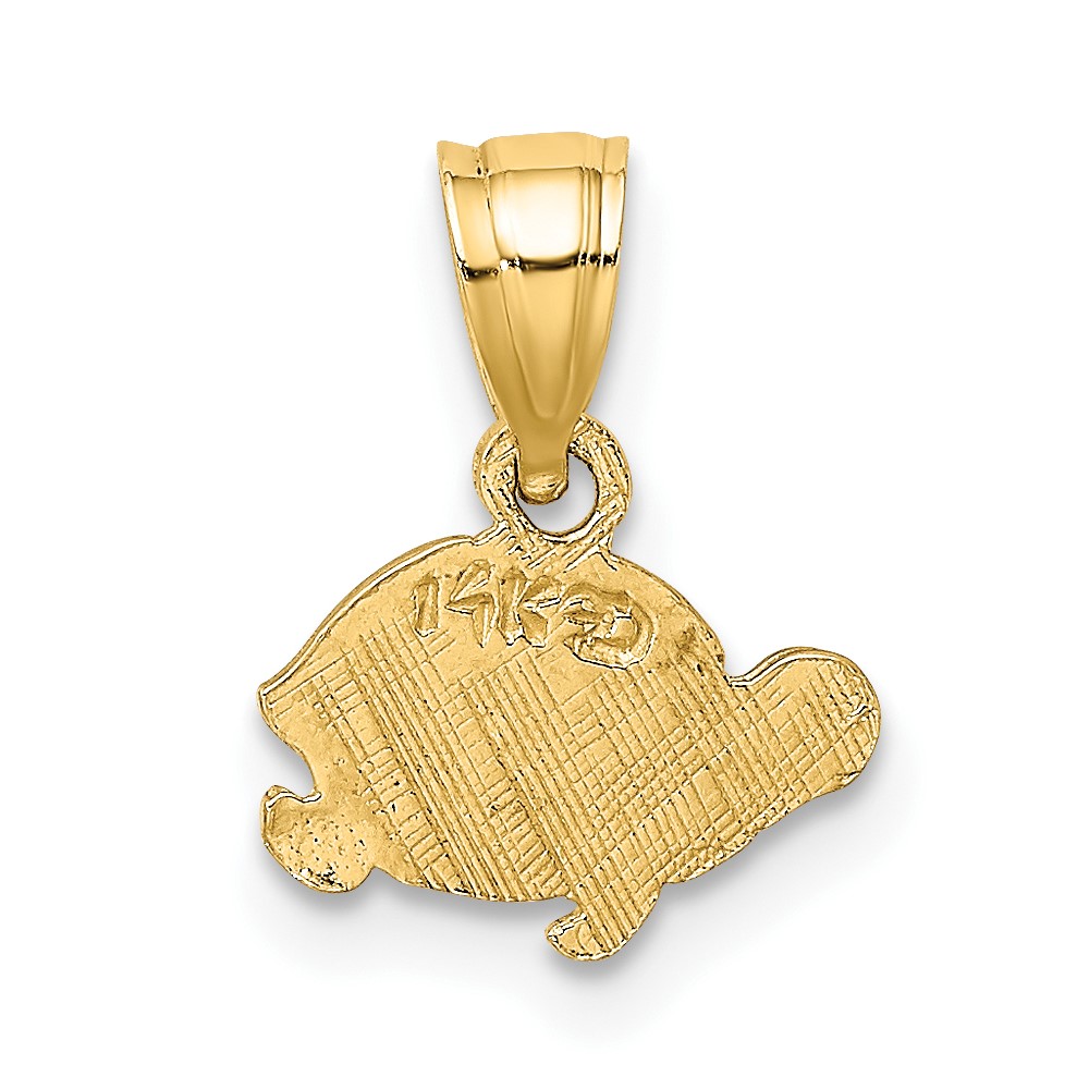 14K Flat and Engraved Mini Turtle Charm (K6472)