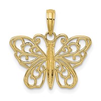 14K Yellow Gold Filigree Butterfly Charm view 4