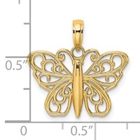 14K Yellow Gold Filigree Butterfly Charm view 3