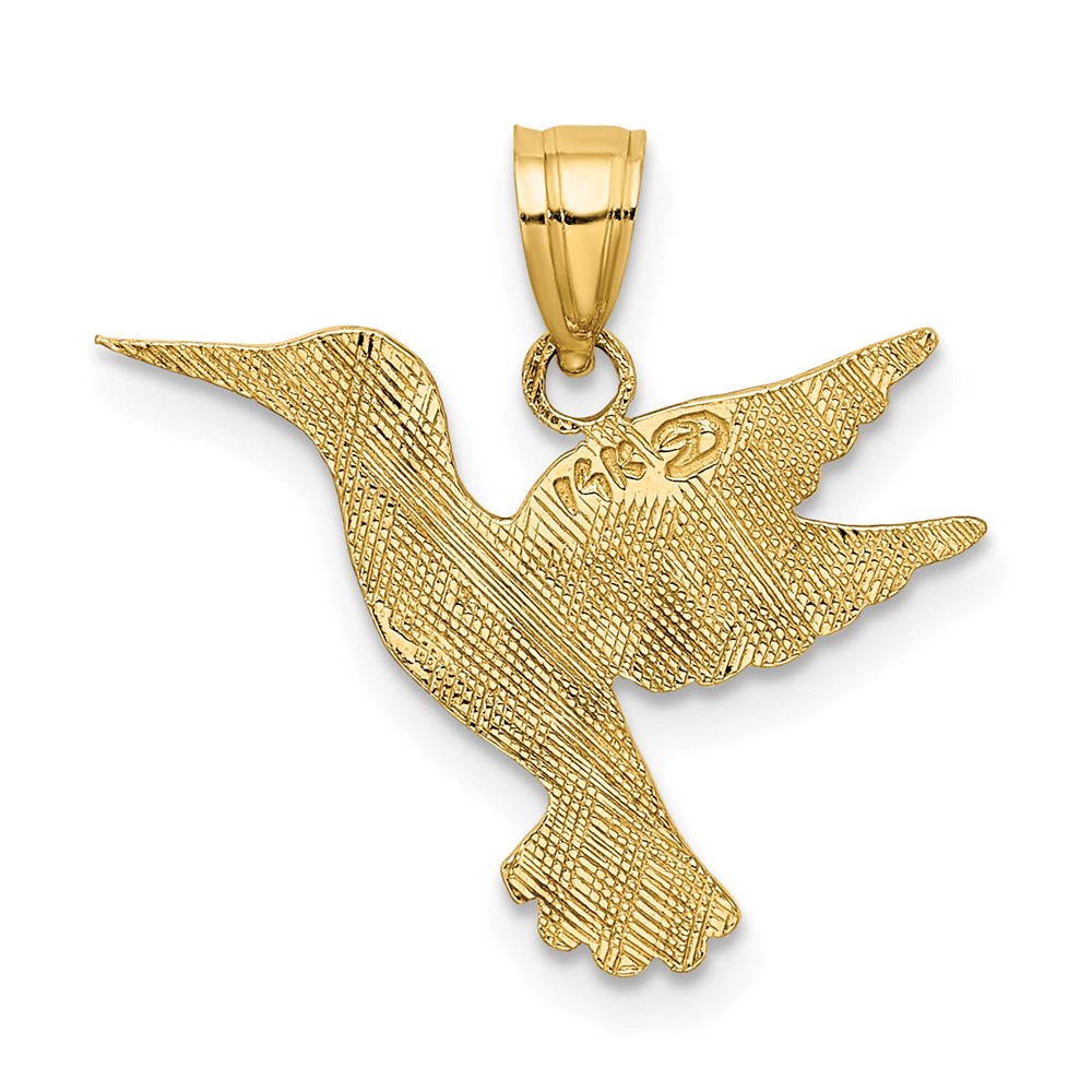 14K Polished and Engraved Hummingbird Charm (K6476)