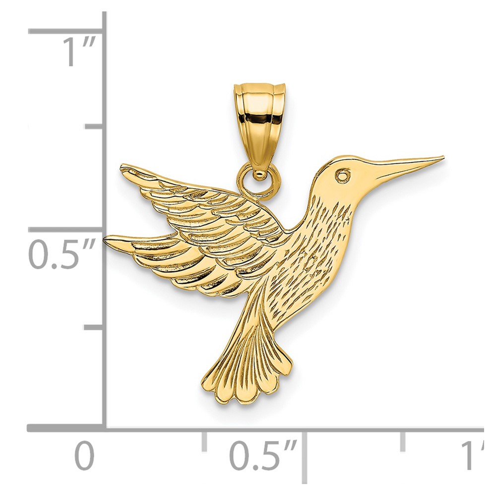 14K Polished and Engraved Hummingbird Charm (K6476)