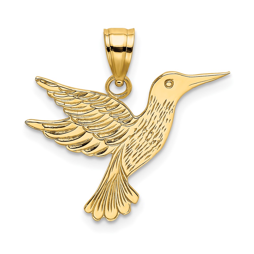 14K Polished and Engraved Hummingbird Charm (K6476)