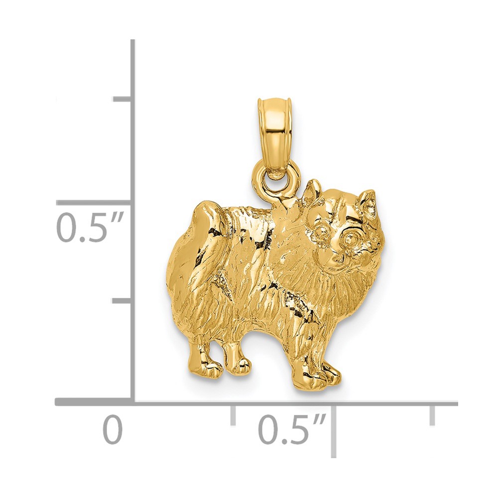 14K Polished Pomeranian Dog Charm (K6478)