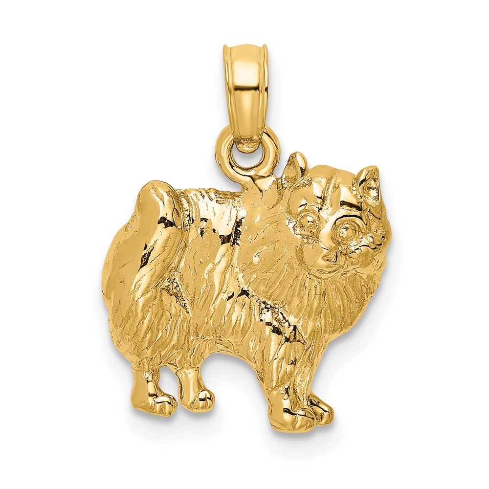14K Polished Pomeranian Dog Charm (K6478)