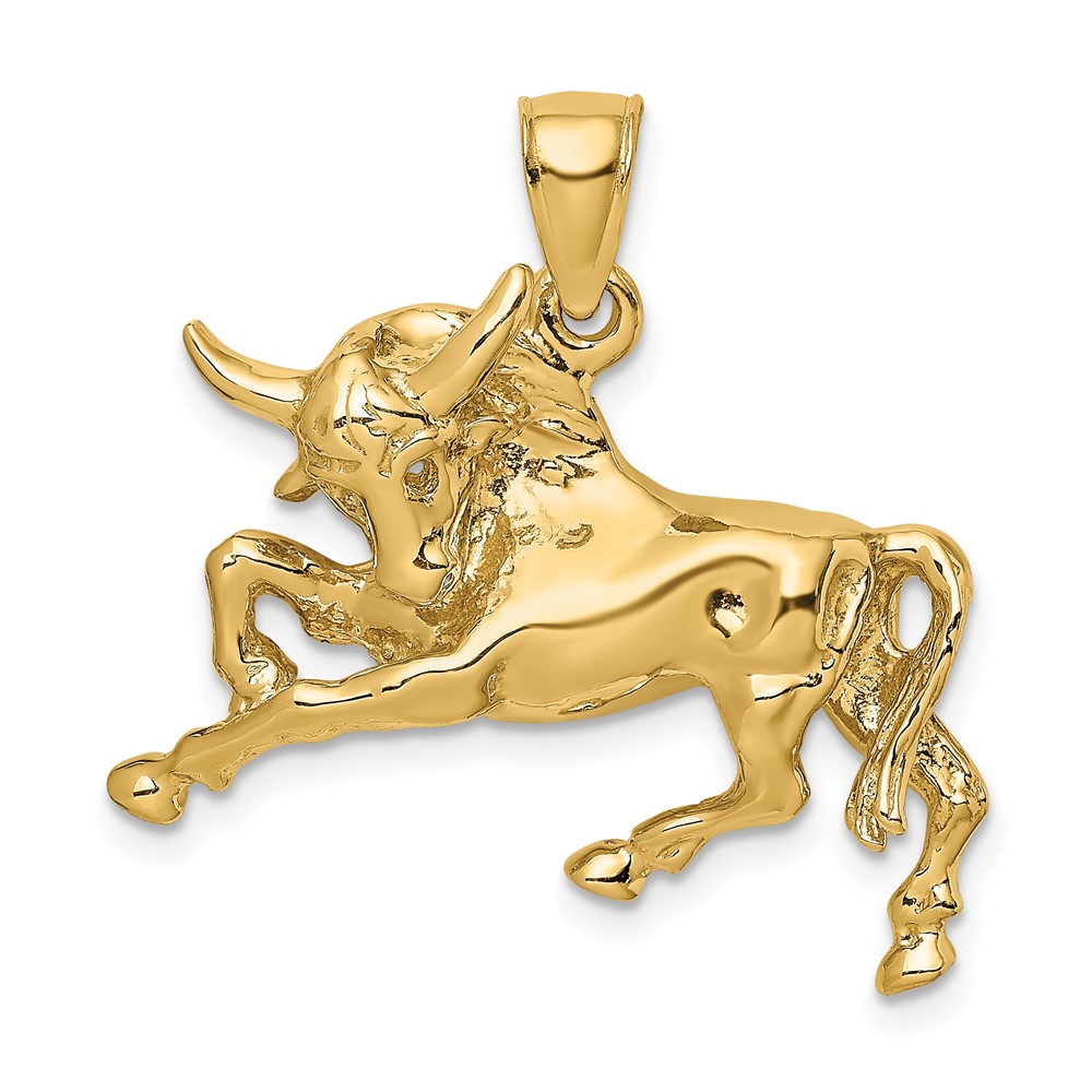14K Polished Raging Bull with Horns Charm (K6491)