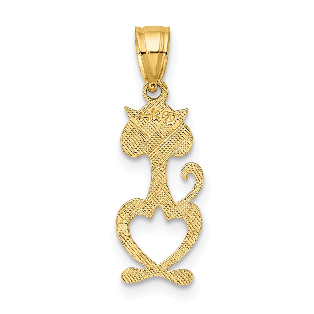 14K Cut-Out Engraved Cat Charm (K6499)