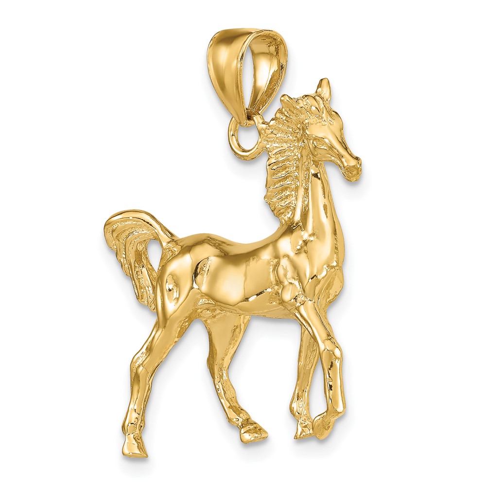 14K 3-D Polished Horse Charm (K6507)