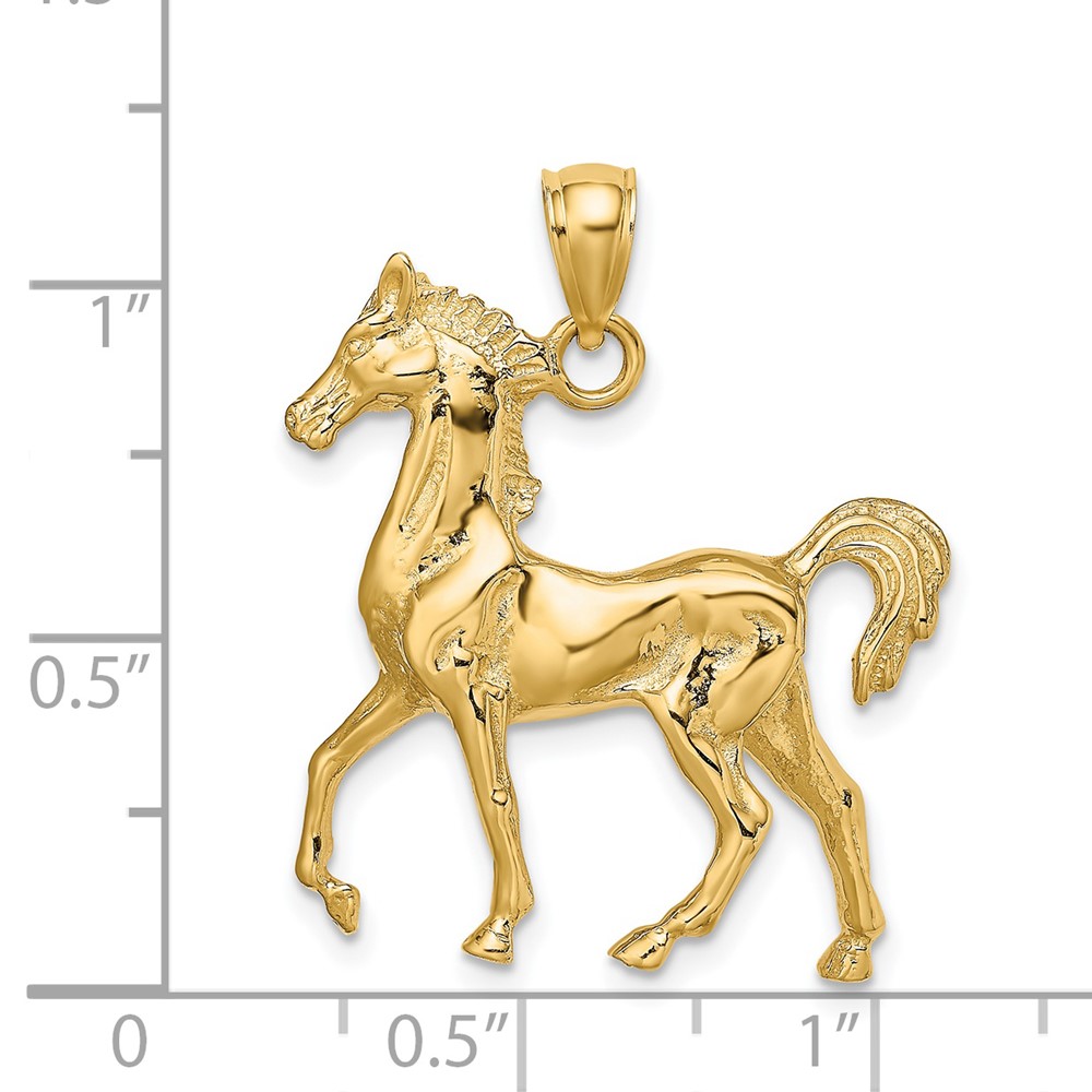 14K 3-D Polished Horse Charm (K6507)