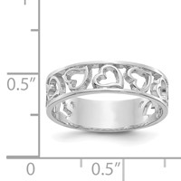 14K White Gold Hearts Ring view 2
